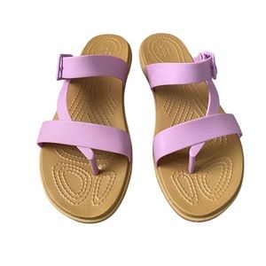 Crocs Tulum Toe Post Sandal - Women's Lavender/Tan